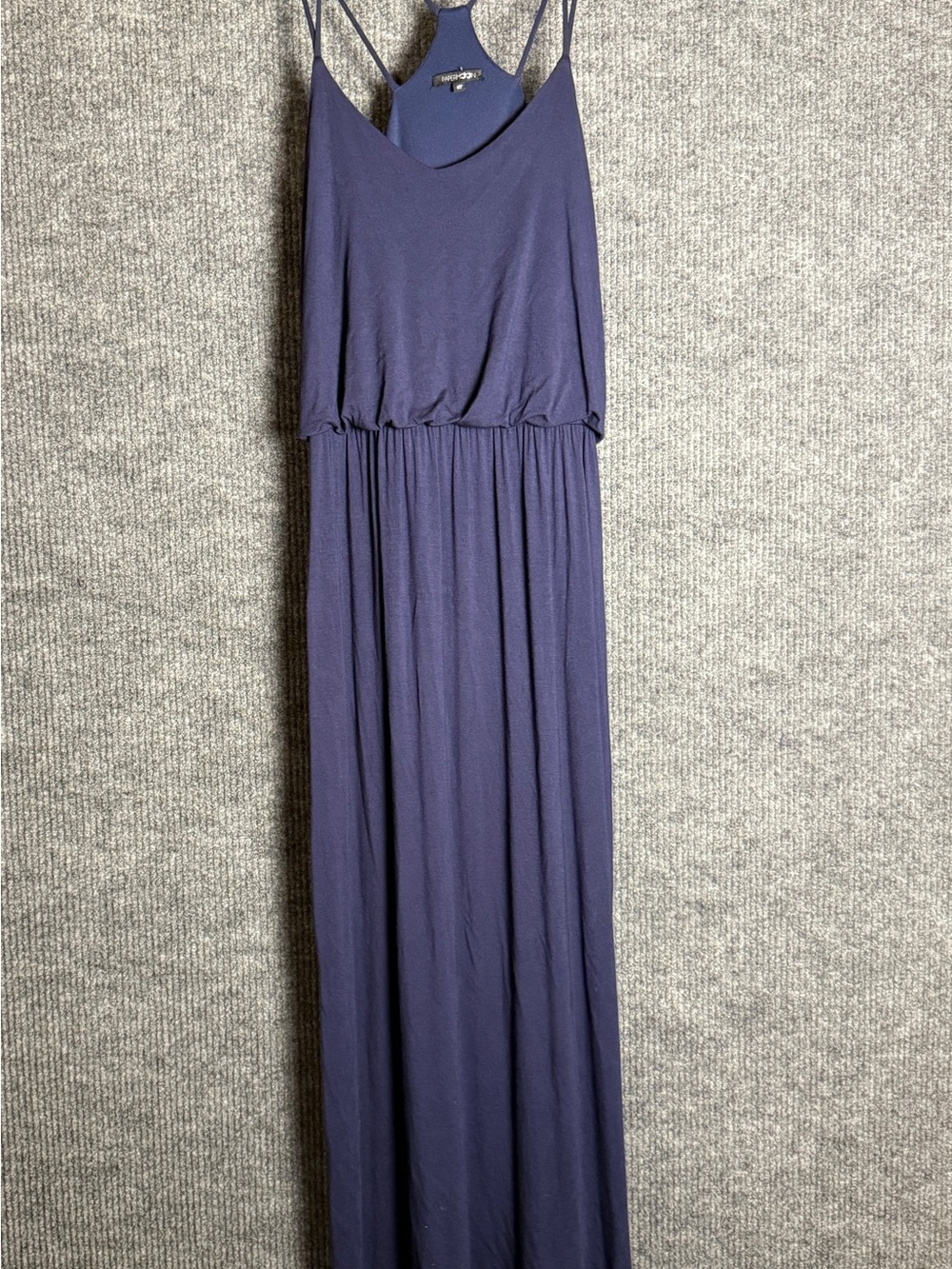 Navy Blue Strappy Racerback Maxi Dress - Elastic Waist Flowy Cami Dress Size MP